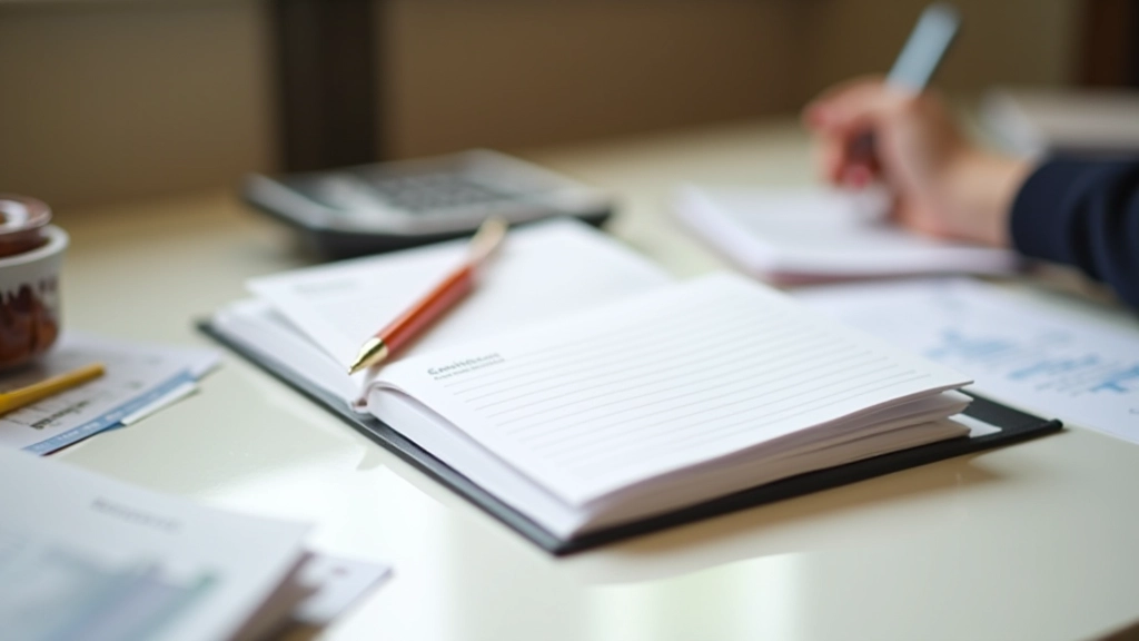 Livret bancaire ouvert sur un bureau avec un stylo et des documents financiers
